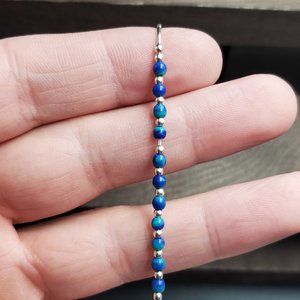 7 Inch Sterling Silver Green Blue Swirling Stones Bracelet Vintage